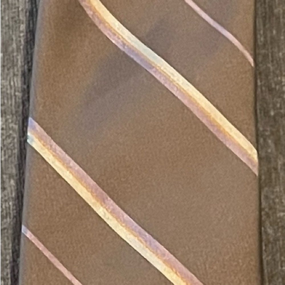 Yves Saint Laurent Brown Tie with Pink Stripes